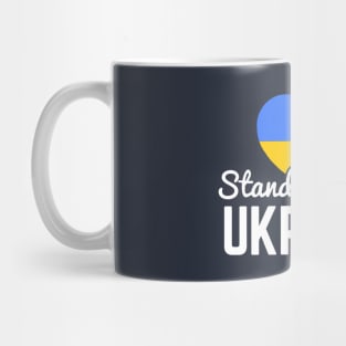 Standing With Ukraine, Ukrainian Flag Heart Mug